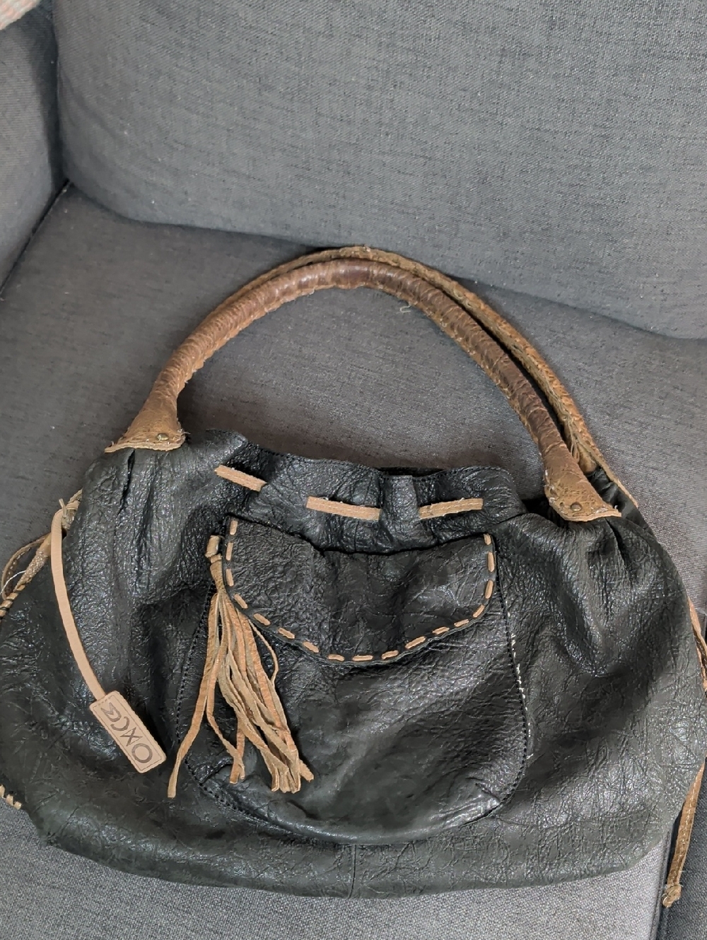 Muxo Leather Slouchy Purse. Super Soft Two Tone Handbag. Camilla Alves 2010s Y2k